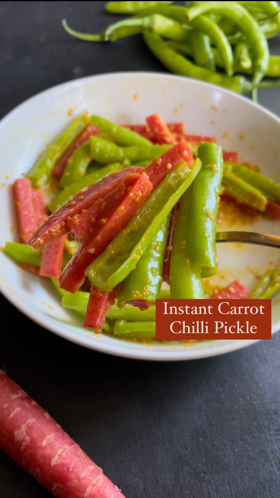 Instant Carrot and Chilli pickle