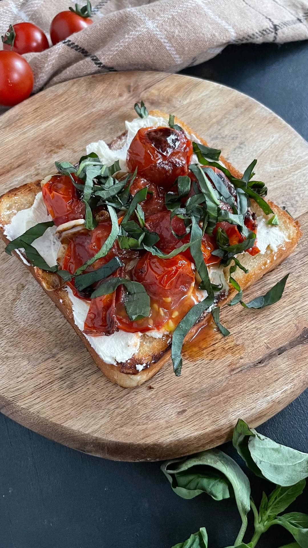 Blistered Tomatoes and Cream cheese toast