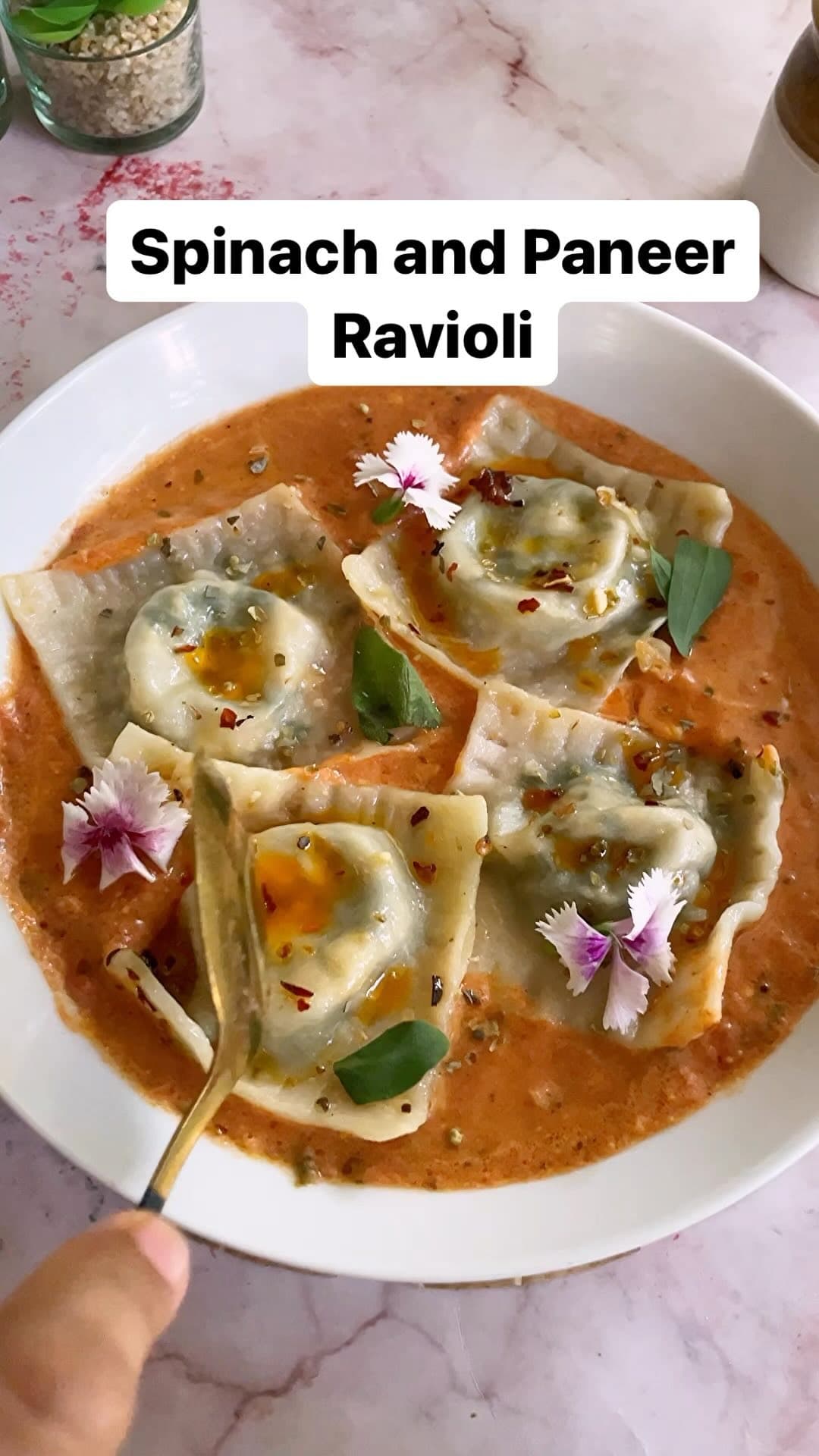 Spinach and Paneer Ravioli